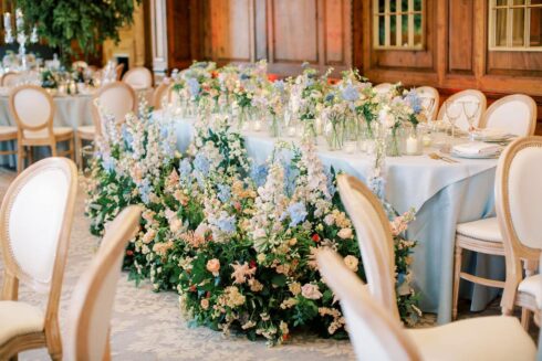 Woodland meadow runner in front of the top table at Hedsor House