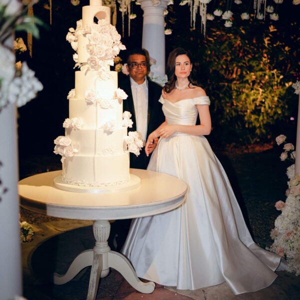 Couture cake under floral canopy at Multi-cultural and Multi Day Wedding