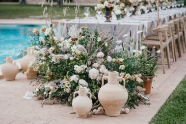Wedding floral display in Mallorca