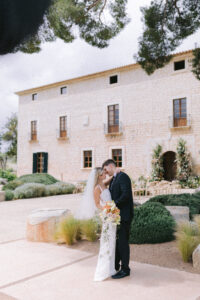 Finca Morneta Wedding Mallorca Ross Hurley Photography Bride Groom Kiss House