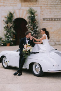 Finca Morneta Wedding Mallorca Ross Hurley Photography Bride Groom Convertible Car